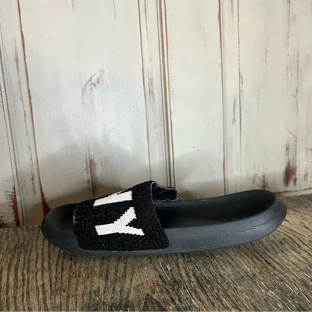 Womens DKNY black white Zax logo fabric slides sliders 9 - Picture 9 of 9